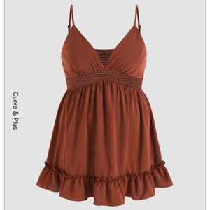 Curve & Plus Hollow Out Ruffle Mini Dress